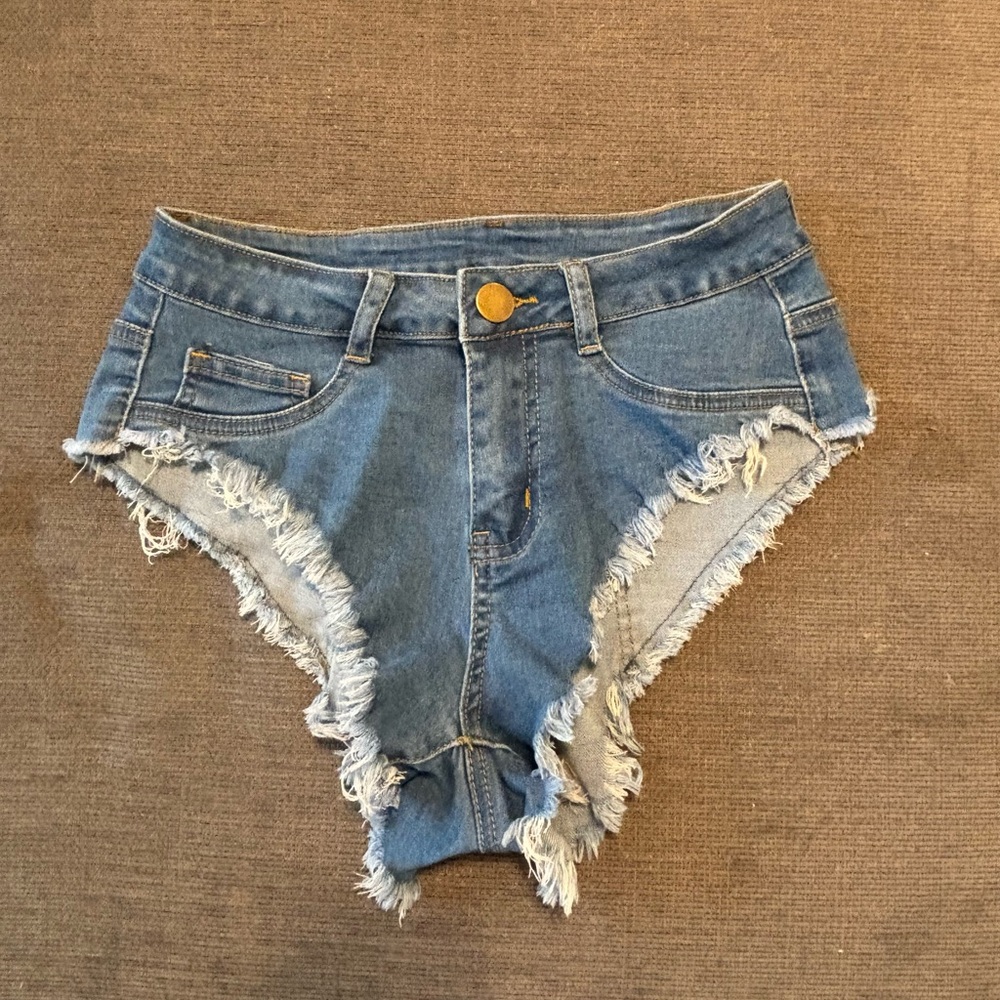 Denim Frayed Hem Women Shorts